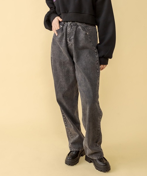 RASVOA(ラスボア)の「ホックタックカラーデニム(デニムパンツ・レディース・ブラック/グリーン/アイボリー・FREE)」の4枚目の写真