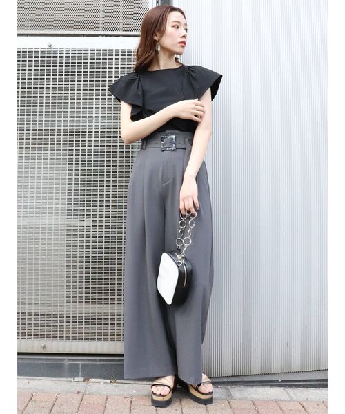 MURUA（ムルーア）の「オーバーラッフルブラウス（シャツ/ブラウス・レディース・ブラック/グリーン・FREE）」の5枚目の写真