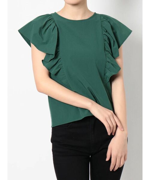 MURUA（ムルーア）の「オーバーラッフルブラウス（シャツ/ブラウス・レディース・ブラック/グリーン・FREE）」の9枚目の写真