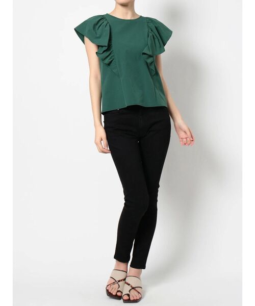 MURUA（ムルーア）の「オーバーラッフルブラウス（シャツ/ブラウス・レディース・ブラック/グリーン・FREE）」の10枚目の写真