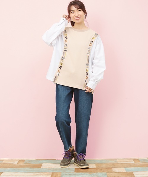 チチカカ(チチカカ)の「異素材コンビメヒコ刺繍プルオーバー(シャツ/ブラウス・レディース・カーキ/レッド/ベージュ・FREE)」の4枚目の写真