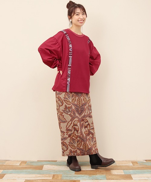 チチカカ(チチカカ)の「異素材コンビメヒコ刺繍プルオーバー(シャツ/ブラウス・レディース・カーキ/レッド/ベージュ・FREE)」の7枚目の写真