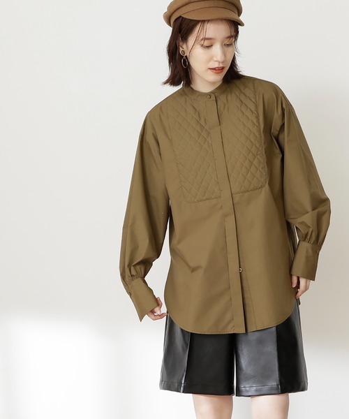 N.（N. Natural Beauty Basic）（エヌエヌナチュラルビューティーベーシック）の「◆キルティングビブチュニックブラウス（シャツ/ブラウス・レディース・ブラウン系その他/クリーム/グリーン・MEDIUM）」の2枚目の写真