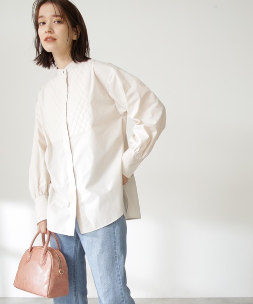 N.（N. Natural Beauty Basic）（エヌエヌナチュラルビューティーベーシック）の「◆キルティングビブチュニックブラウス（シャツ/ブラウス・レディース・ブラウン系その他/クリーム/グリーン・MEDIUM）」の3枚目の写真