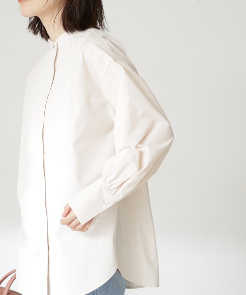 N.（N. Natural Beauty Basic）（エヌエヌナチュラルビューティーベーシック）の「◆キルティングビブチュニックブラウス（シャツ/ブラウス・レディース・ブラウン系その他/クリーム/グリーン・MEDIUM）」の10枚目の写真