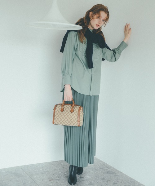 N.（N. Natural Beauty Basic）（エヌエヌナチュラルビューティーベーシック）の「◆キルティングビブチュニックブラウス（シャツ/ブラウス・レディース・ブラウン系その他/クリーム/グリーン・MEDIUM）」の14枚目の写真