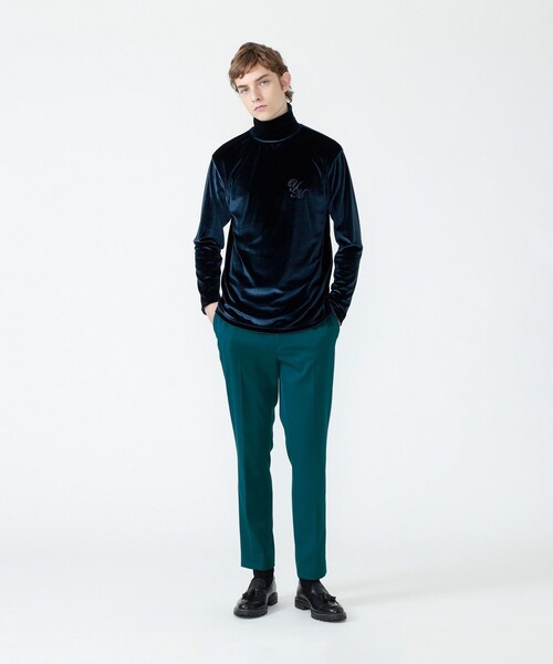 Education from Youngmachines（エデュケーションフロムヤングマシーン）の「【Education from Youngmachines】タック トラウザーズ（スラックス・メンズ・ブラック/グリーン・M/S/L）」の5枚目の写真