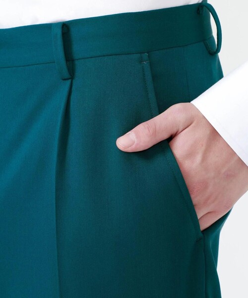 Education from Youngmachines（エデュケーションフロムヤングマシーン）の「【Education from Youngmachines】タック トラウザーズ（スラックス・メンズ・ブラック/グリーン・M/S/L）」の11枚目の写真