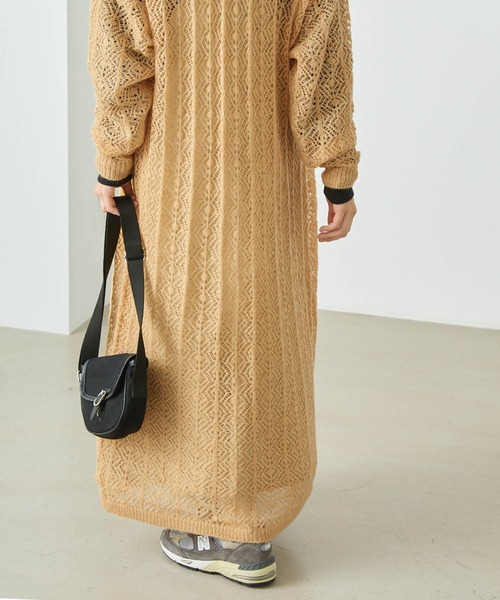 forksy.】モヘアタッチレース編みニット2WAY カーディガンワンピース