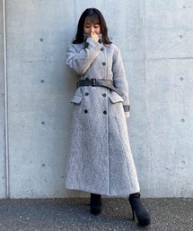 SPIRALGIRL | ヘリンボーンダブルボタンコート(トレンチコート)