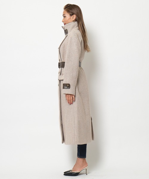 SPIRALGIRL（スパイラルガール）の「ヘリンボーンダブルボタンコート（トレンチコート・レディース・グレー/ベージュ・FREE）」の17枚目の写真