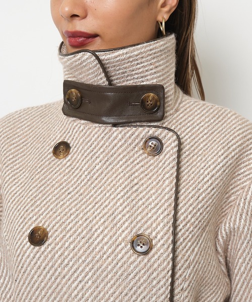 SPIRALGIRL（スパイラルガール）の「ヘリンボーンダブルボタンコート（トレンチコート・レディース・グレー/ベージュ・FREE）」の20枚目の写真