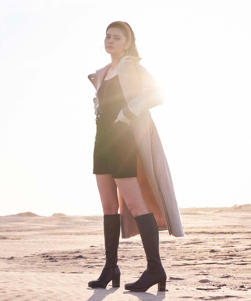 SPIRALGIRL（スパイラルガール）の「ヘリンボーンダブルボタンコート（トレンチコート・レディース・グレー/ベージュ・FREE）」の6枚目の写真