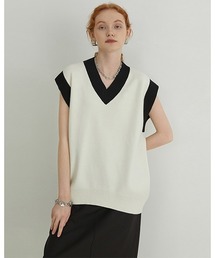 Fano Studios（ファノ ストゥディオズ）の「【Fano Studios】Contrasting color V-neck sweater vest FX21S288（ニット/セーター・メンズ）」