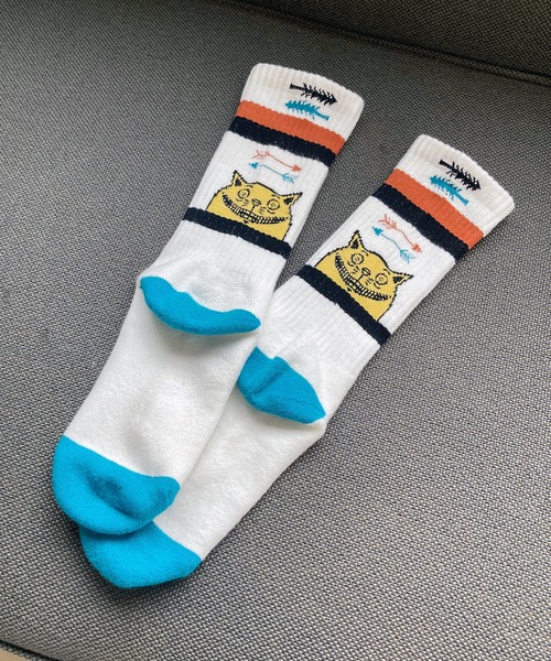 AlexanderLeeChang(アレキサンダーリーチャン)の「AlexanderLeeChang アレキサンダーリーチャン / YOSHI47 SOCKS 猫柄ジャガードソックス 靴下 / AC052129(ソックス/靴下・メンズ・レッド/ブラウン/ホワイト・ONE SIZE)」の2枚目の写真