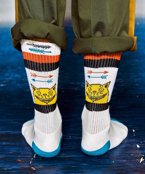 AlexanderLeeChang(アレキサンダーリーチャン)の「AlexanderLeeChang アレキサンダーリーチャン / YOSHI47 SOCKS 猫柄ジャガードソックス 靴下 / AC052129(ソックス/靴下・メンズ・レッド/ブラウン/ホワイト・ONE SIZE)」の8枚目の写真