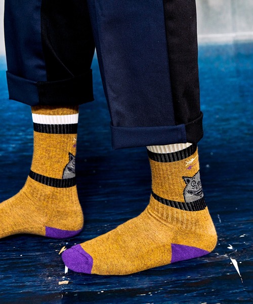 AlexanderLeeChang(アレキサンダーリーチャン)の「AlexanderLeeChang アレキサンダーリーチャン / YOSHI47 SOCKS 猫柄ジャガードソックス 靴下 / AC052129(ソックス/靴下・メンズ・レッド/ブラウン/ホワイト・ONE SIZE)」の9枚目の写真