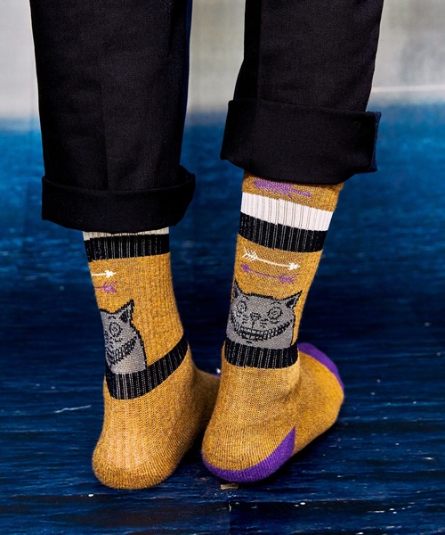 AlexanderLeeChang(アレキサンダーリーチャン)の「AlexanderLeeChang アレキサンダーリーチャン / YOSHI47 SOCKS 猫柄ジャガードソックス 靴下 / AC052129(ソックス/靴下・メンズ・レッド/ブラウン/ホワイト・ONE SIZE)」の10枚目の写真
