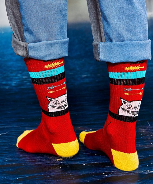 AlexanderLeeChang(アレキサンダーリーチャン)の「AlexanderLeeChang アレキサンダーリーチャン / YOSHI47 SOCKS 猫柄ジャガードソックス 靴下 / AC052129(ソックス/靴下・メンズ・レッド/ブラウン/ホワイト・ONE SIZE)」の13枚目の写真