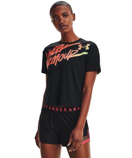 UNDER ARMOUR（アンダーアーマー）の「UAライブ クローマ グラフィック Tシャツ 80s（トレーニング/レディース）（Tシャツ/カットソー・レディース・ブラック/ホワイト・L/XL/S/M）」の3枚目の写真