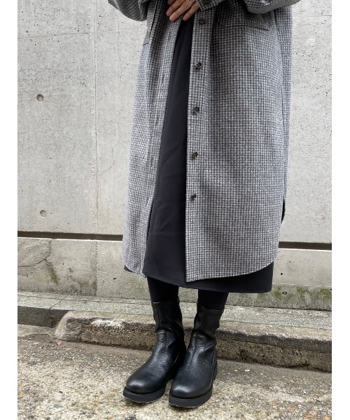 BEARDSLEY（ビアズリー）の「袖口と肩のタックでふんわりボリューム袖がポイント ウールライクシャツコート（その他アウター・レディース・グレー/ベージュ・FREE）」の9枚目の写真