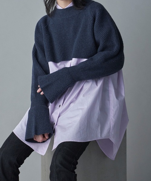 lautreamont BLEUBLANC（ロートレアモンブルーブラン）の「<lautreamont BLEUBLANC>キャンディスリーブショートニット≪手洗い可能≫（ニット/セーター・レディース・ベージュ/ピンク/ネイビー/チャコールグレー・9号）」の7枚目の写真