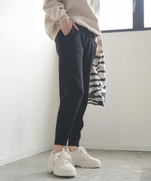 Futier land（フューティアランド）の「ニットジョガーパンツ（その他パンツ・レディース・ブラック/ベージュ系その他・MEDIUM/LARGE）」の10枚目の写真