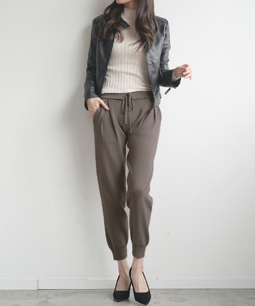 Futier land（フューティアランド）の「ニットジョガーパンツ（その他パンツ・レディース・ブラック/ベージュ系その他・MEDIUM/LARGE）」の5枚目の写真