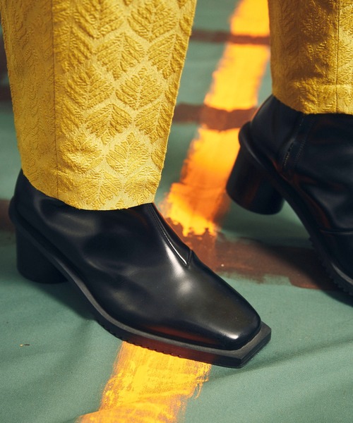 東京産スクエアヒールジップブーツ UNISEX》【SPECIAL SHOES FACTORY COLLABORATION】Zip Heel Boots Made