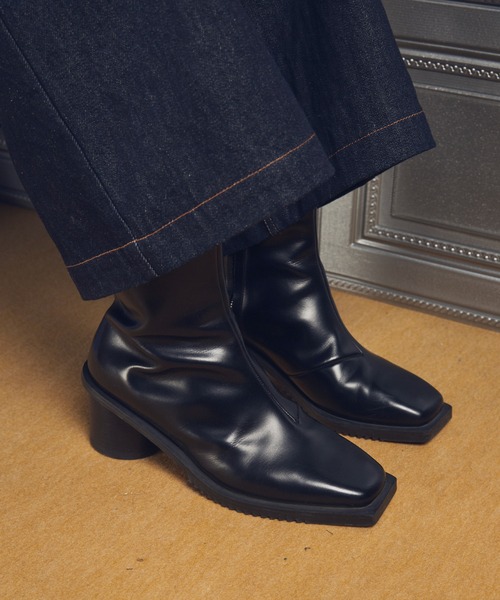 MAISON SPECIAL（メゾンスペシャル）の「《UNISEX》【SPECIAL SHOES FACTORY COLLABORATION】Zip Heel Boots Made In TOKYO/東京産スクエアヒールジップブーツ 【MAISON SPECIAL/メゾンスペシャル】（ブーツ・メンズ・ブラック・23.5cm/24.5cm/25.5cm/26.5cm/27.5cm/28.5cm）」の10枚目の写真