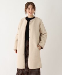 DRESKIP | リバ－フェイクム－トンロングコート【藤本美貴さん着用商品】(ノーカラーコート)