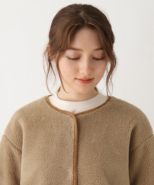 DRESKIP（ドレスキップ）の「◆リバ－フェイクム－トンロングコート（ノーカラーコート・レディース・グレー/グレー系その他/キャメル・02/03）」の7枚目の写真