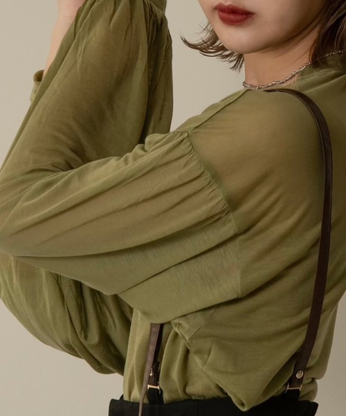 Amiur（エミレ）の「sheer volume pullover（Tシャツ/カットソー・レディース・キャメル/グリーン/グレー/ブラック・FREE）」の3枚目の写真