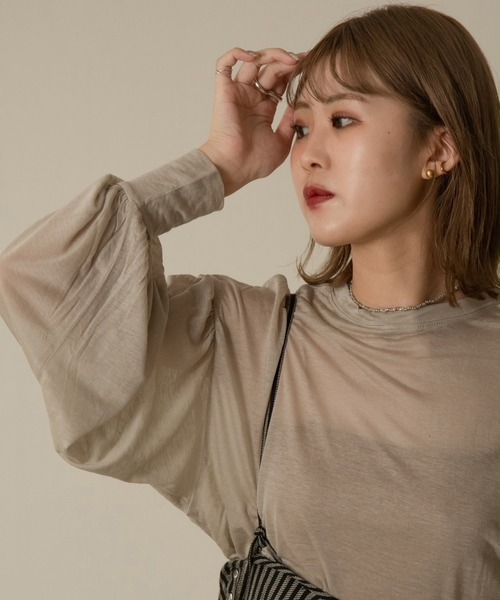 Amiur（エミレ）の「sheer volume pullover（Tシャツ/カットソー・レディース・キャメル/グリーン/グレー/ブラック・FREE）」の10枚目の写真