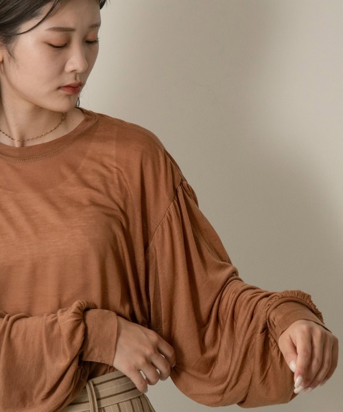 Amiur（エミレ）の「sheer volume pullover（Tシャツ/カットソー・レディース・キャメル/グリーン/グレー/ブラック・FREE）」の12枚目の写真