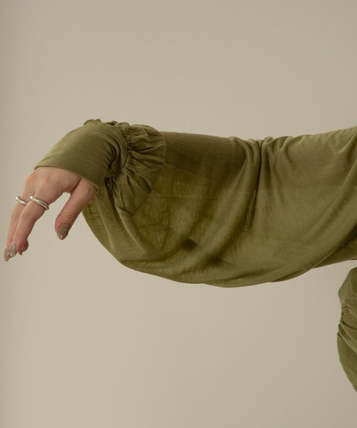 Amiur（エミレ）の「sheer volume pullover（Tシャツ/カットソー・レディース・キャメル/グリーン/グレー/ブラック・FREE）」の15枚目の写真