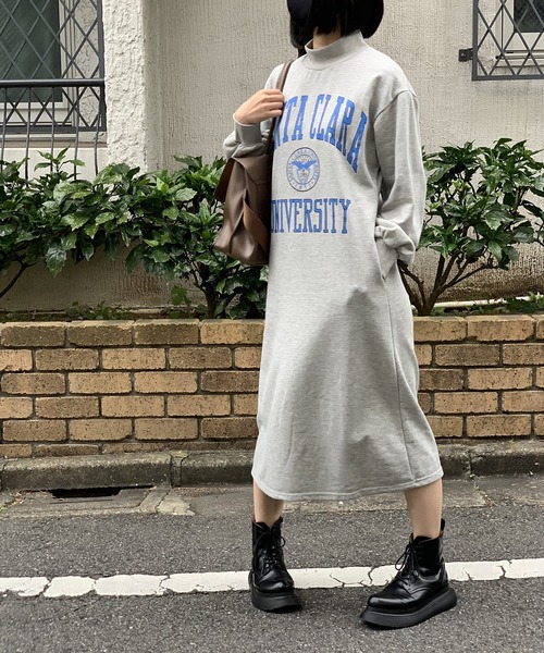 Jewelobe(ジュエローブ)の「カレッジロゴ裏毛ロングワンピース(ワンピース・レディース・ブラック/アイボリー/杢グレー・FREE)」の18枚目の写真