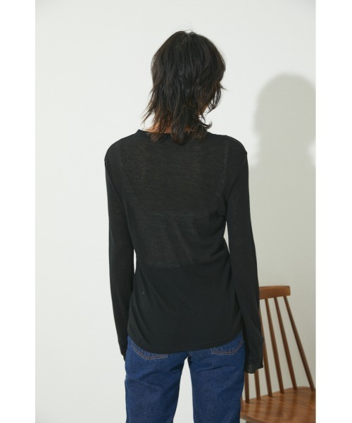 BLACK BY MOUSSY（ブラックバイマウジー）の「sheer rib tops（シアーリブトップス）（Tシャツ/カットソー・レディース・ホワイト/ブラック/イエロー/ライトパープル・FREE）」の7枚目の写真