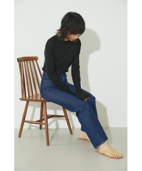 BLACK BY MOUSSY（ブラックバイマウジー）の「sheer rib tops（シアーリブトップス）（Tシャツ/カットソー・レディース・ホワイト/ブラック/イエロー/ライトパープル・FREE）」の8枚目の写真