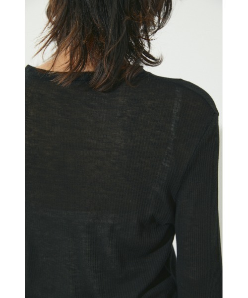 BLACK BY MOUSSY（ブラックバイマウジー）の「sheer rib tops（シアーリブトップス）（Tシャツ/カットソー・レディース・ホワイト/ブラック/イエロー/ライトパープル・FREE）」の10枚目の写真