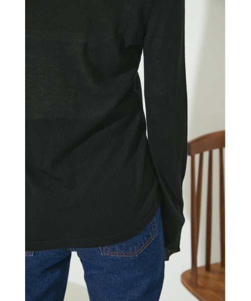 BLACK BY MOUSSY（ブラックバイマウジー）の「sheer rib tops（シアーリブトップス）（Tシャツ/カットソー・レディース・ホワイト/ブラック/イエロー/ライトパープル・FREE）」の12枚目の写真