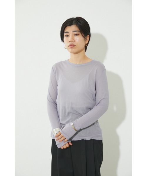 BLACK BY MOUSSY（ブラックバイマウジー）の「sheer rib tops（シアーリブトップス）（Tシャツ/カットソー・レディース・ホワイト/ブラック/イエロー/ライトパープル・FREE）」の15枚目の写真