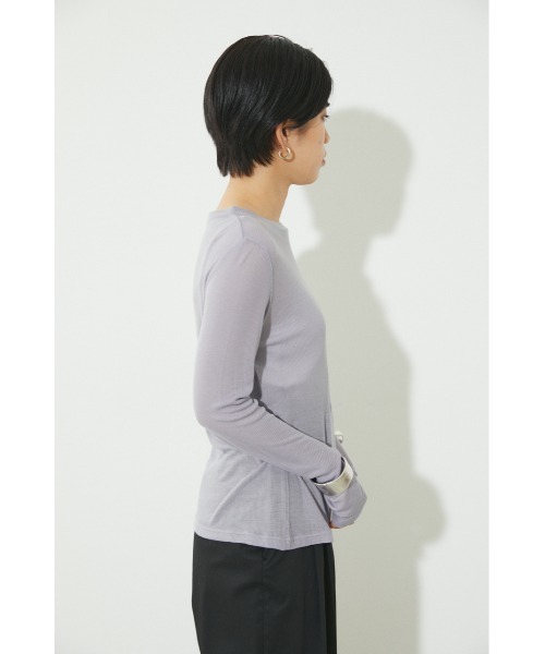 BLACK BY MOUSSY（ブラックバイマウジー）の「sheer rib tops（シアーリブトップス）（Tシャツ/カットソー・レディース・ホワイト/ブラック/イエロー/ライトパープル・FREE）」の16枚目の写真