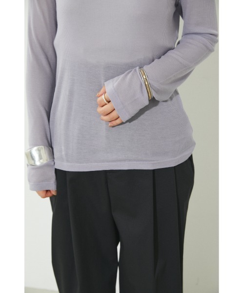 BLACK BY MOUSSY（ブラックバイマウジー）の「sheer rib tops（シアーリブトップス）（Tシャツ/カットソー・レディース・ホワイト/ブラック/イエロー/ライトパープル・FREE）」の20枚目の写真