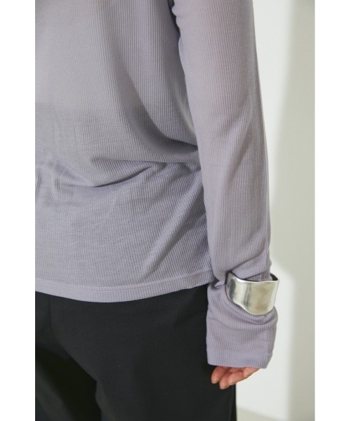 BLACK BY MOUSSY（ブラックバイマウジー）の「sheer rib tops（シアーリブトップス）（Tシャツ/カットソー・レディース・ホワイト/ブラック/イエロー/ライトパープル・FREE）」の21枚目の写真