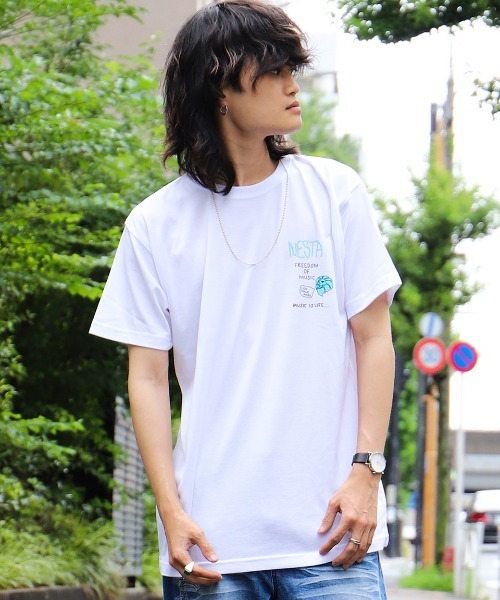 NESTA BRAND（ネスタブランド）の「JPN加工DRYドローイングライオンカラーロゴTEE（Tシャツ/カットソー・メンズ・ホワイト/ブラック・S/M/L/XL/XXL）」の5枚目の写真