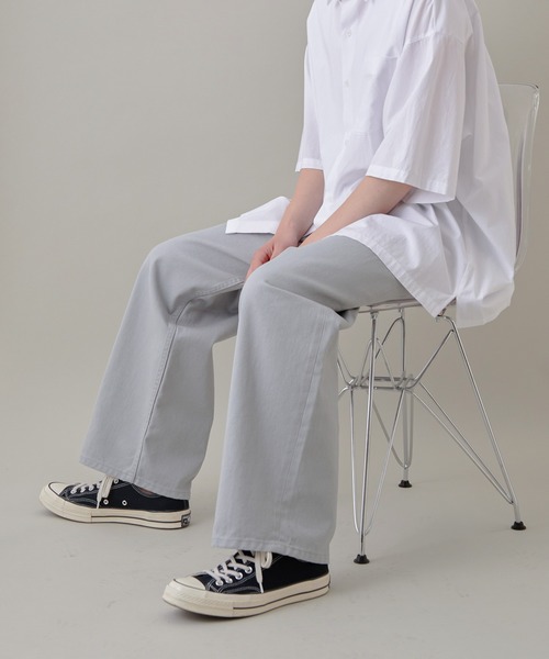 JUNRED（ジュンレッド）の「カラーデニム1タックワイドパンツ（デニムパンツ・メンズ・オフホワイト/ブルー系その他4/チャコールグレー・L/M/S）」の3枚目の写真