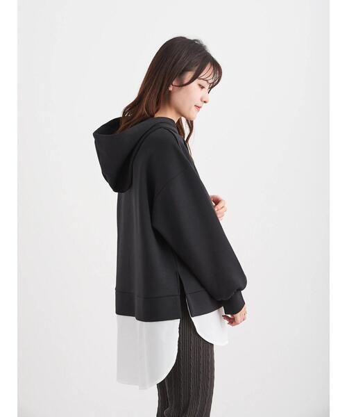 Green　Parks（グリーンパークス）の「ダンボールクッションフードチュニック＊＊（スウェット・レディース・ブラック/ライトベージュ・FREE）」の12枚目の写真
