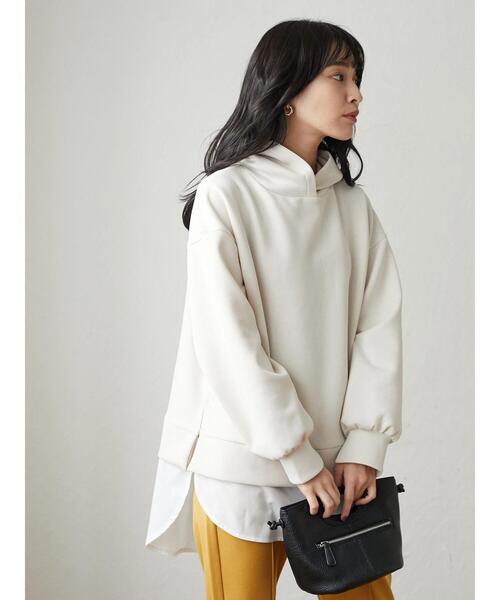 Green　Parks（グリーンパークス）の「ダンボールクッションフードチュニック＊＊（スウェット・レディース・ブラック/ライトベージュ・FREE）」の13枚目の写真