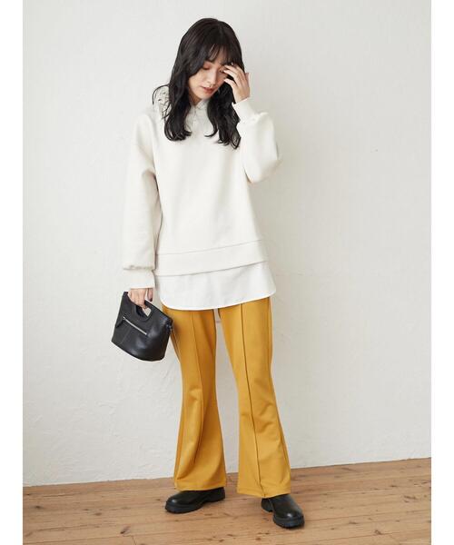 Green　Parks（グリーンパークス）の「ダンボールクッションフードチュニック＊＊（スウェット・レディース・ブラック/ライトベージュ・FREE）」の3枚目の写真